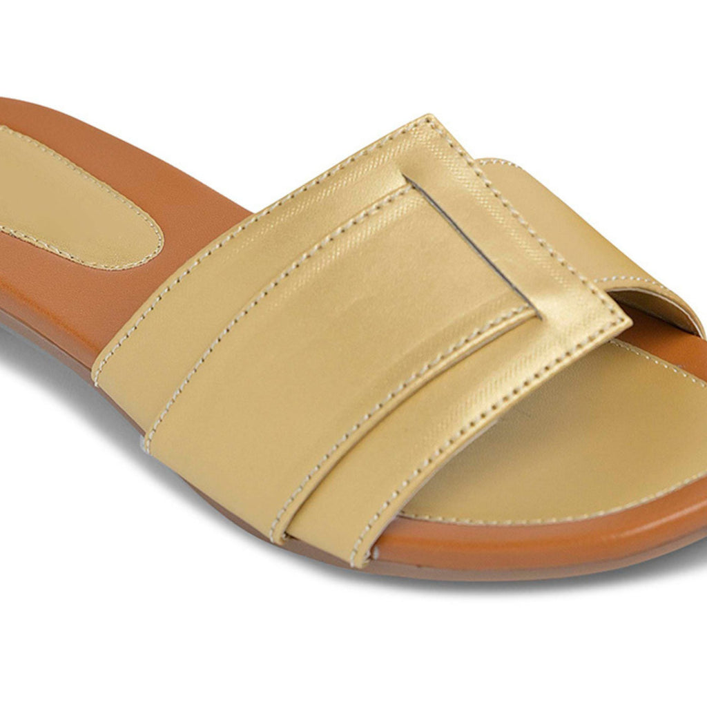 Longwalk Women Gold Flat Fashion Sandals