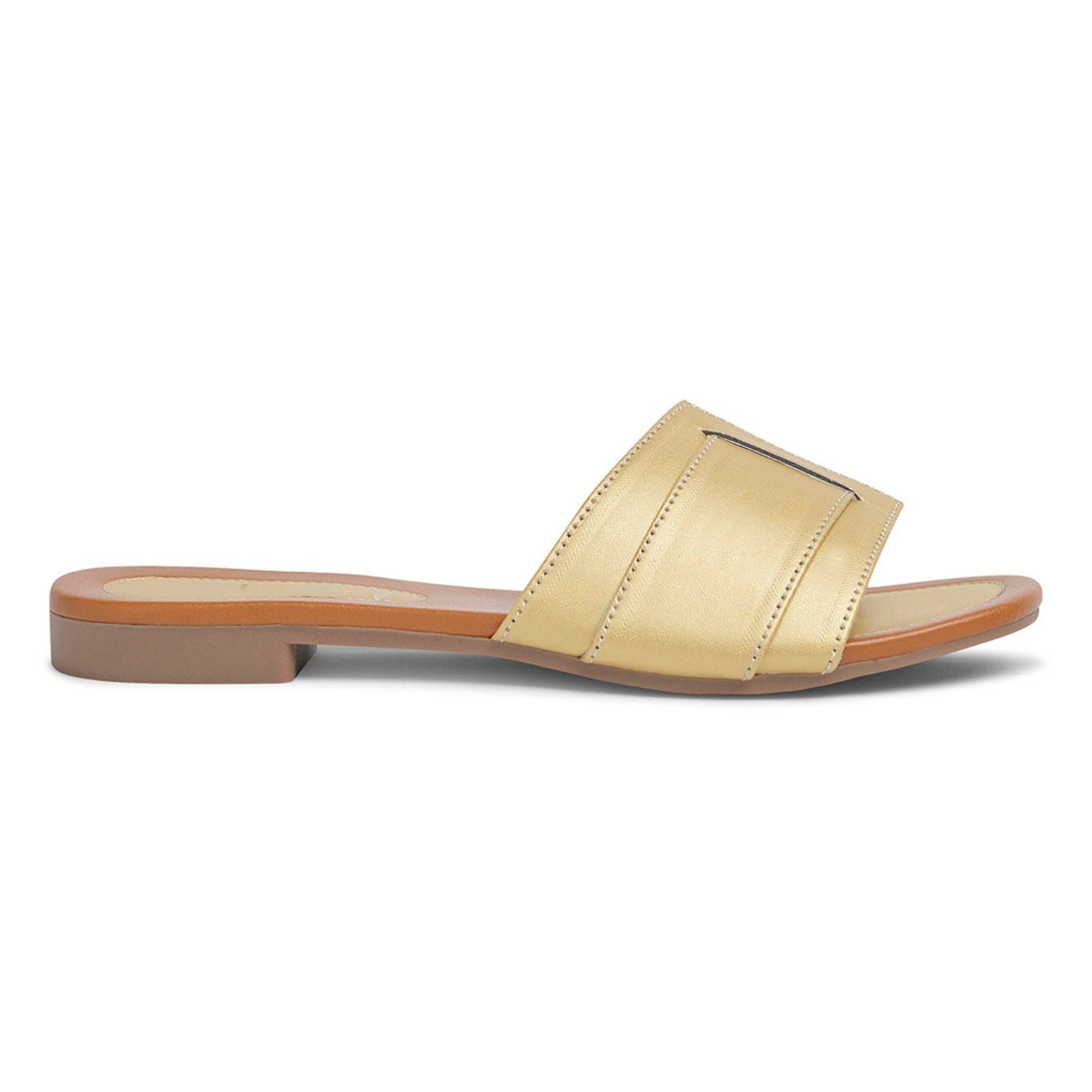 Longwalk Women Gold Flat Fashion Sandals