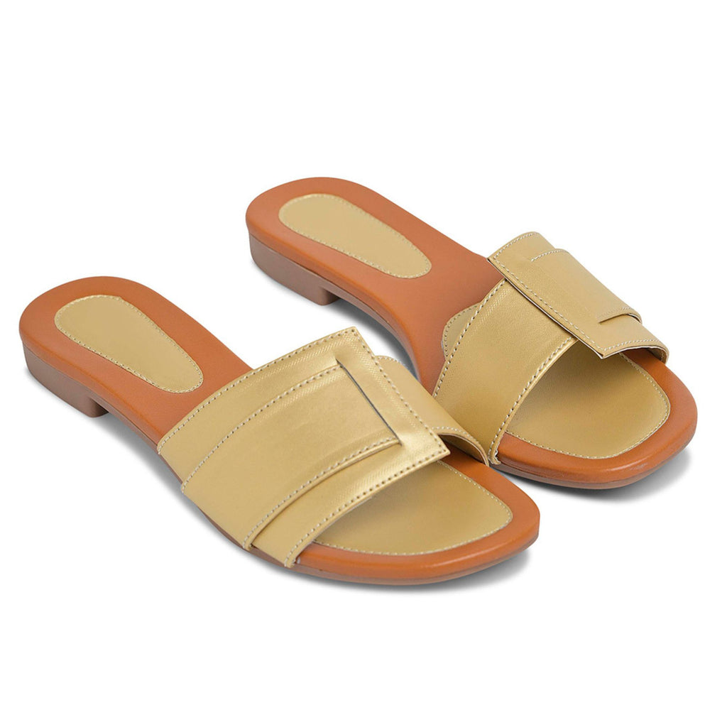 Longwalk Women Gold Flat Fashion Sandals
