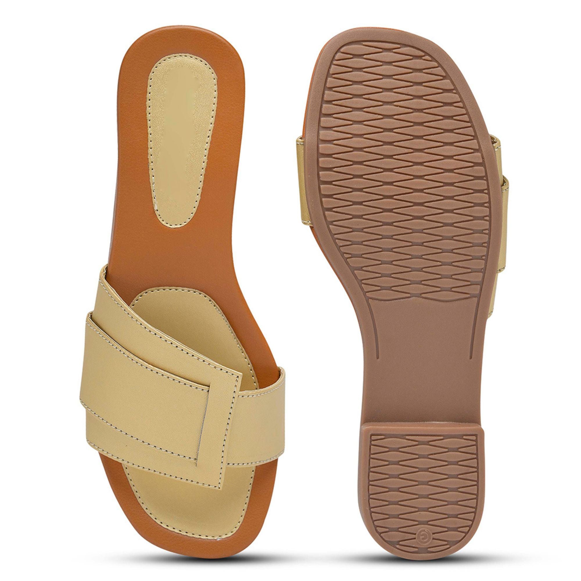 Longwalk Women Gold Flat Fashion Sandals